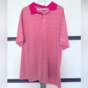 Men's Pink Striped Walter Hagen Polo Shirt